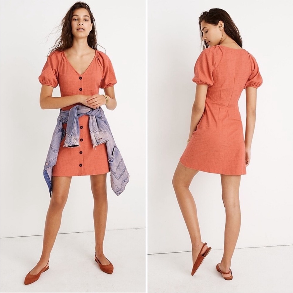 Madewell Coral Button-Front Dress
